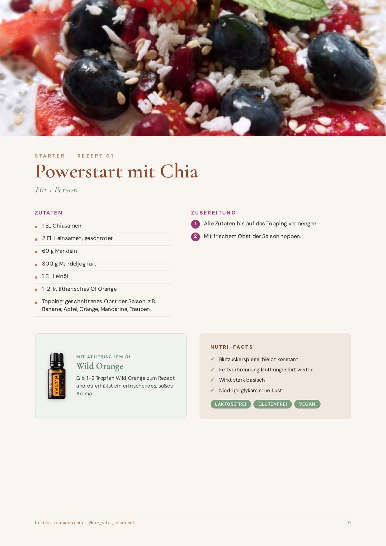 Rezeptseite Powerstart mit Chia aus dem Rezeptheft